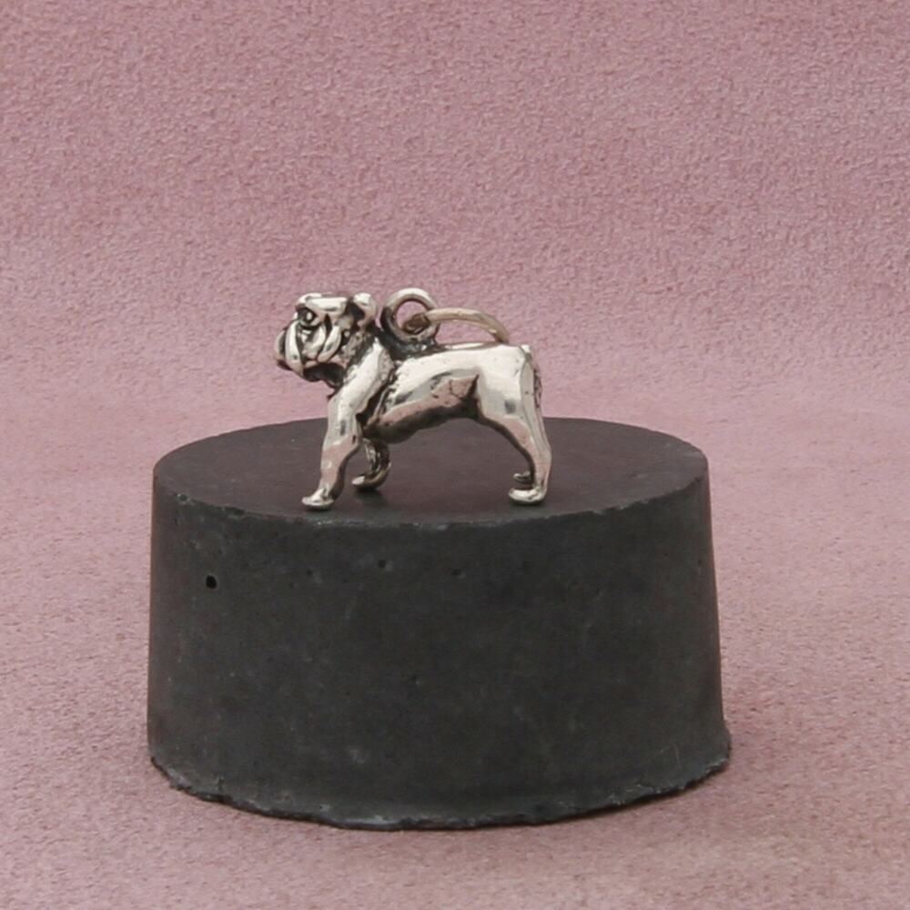 sterling silver vintage 3d bull dog charm pendant